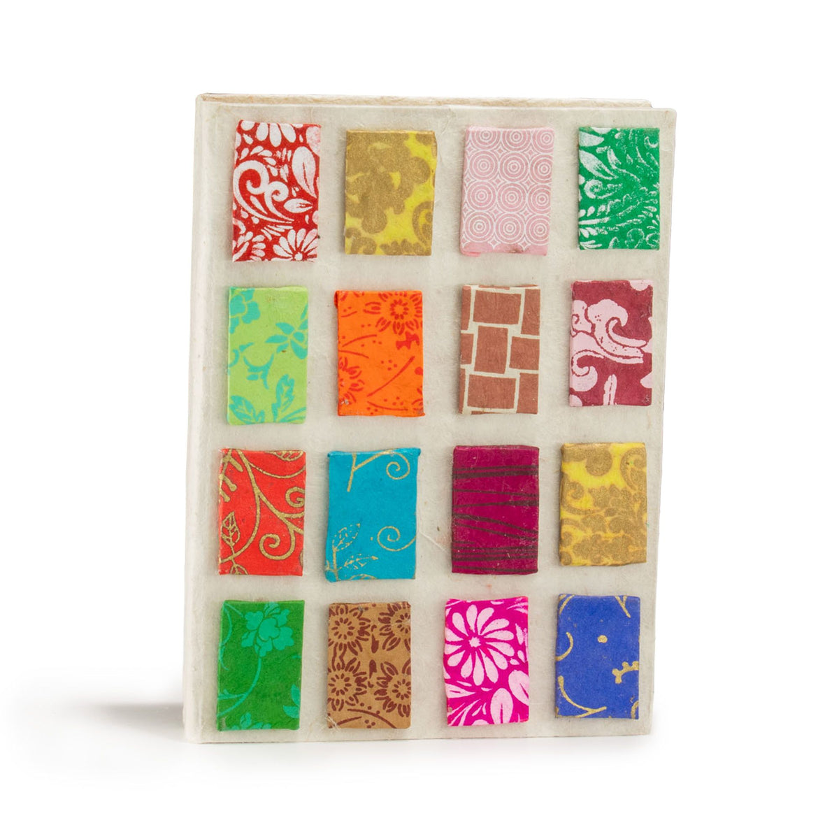 Cuaderno de papel lokta · Mini azulejos natural · 15 × 12 cm