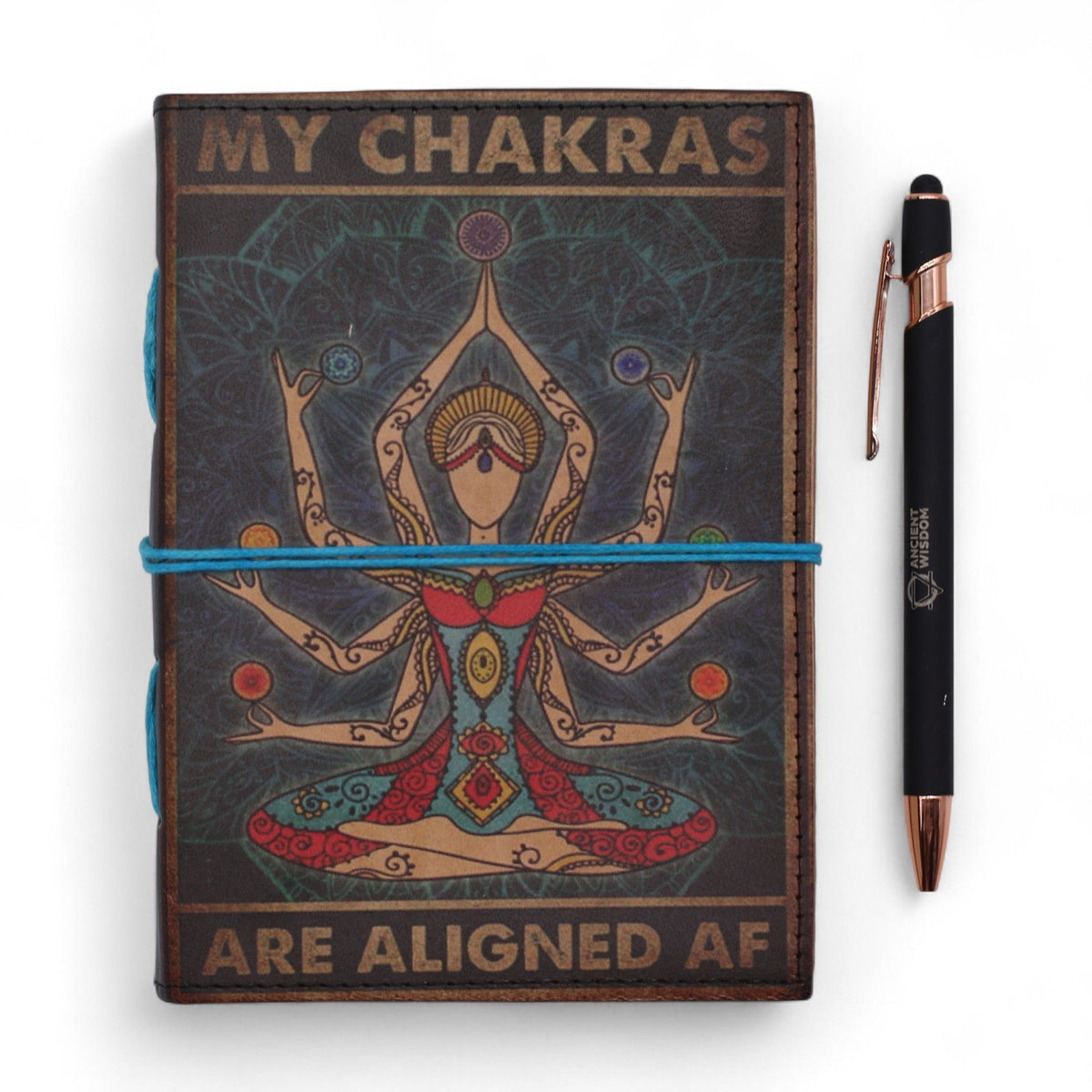 Cuaderno de cuero estampado · Chakras alineados