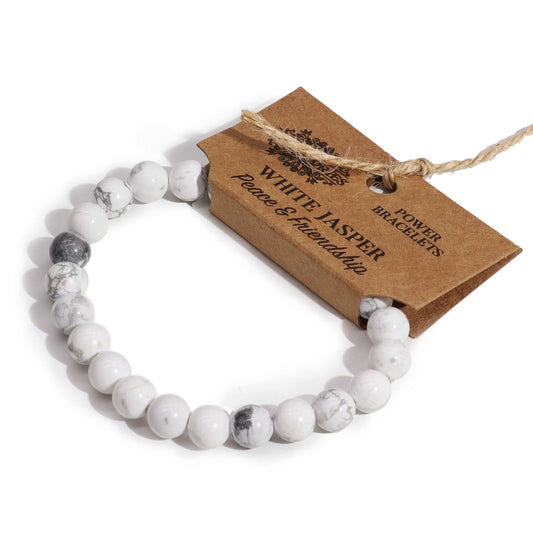 Pulsera de jaspe blanco · Cuentas de 8 mm