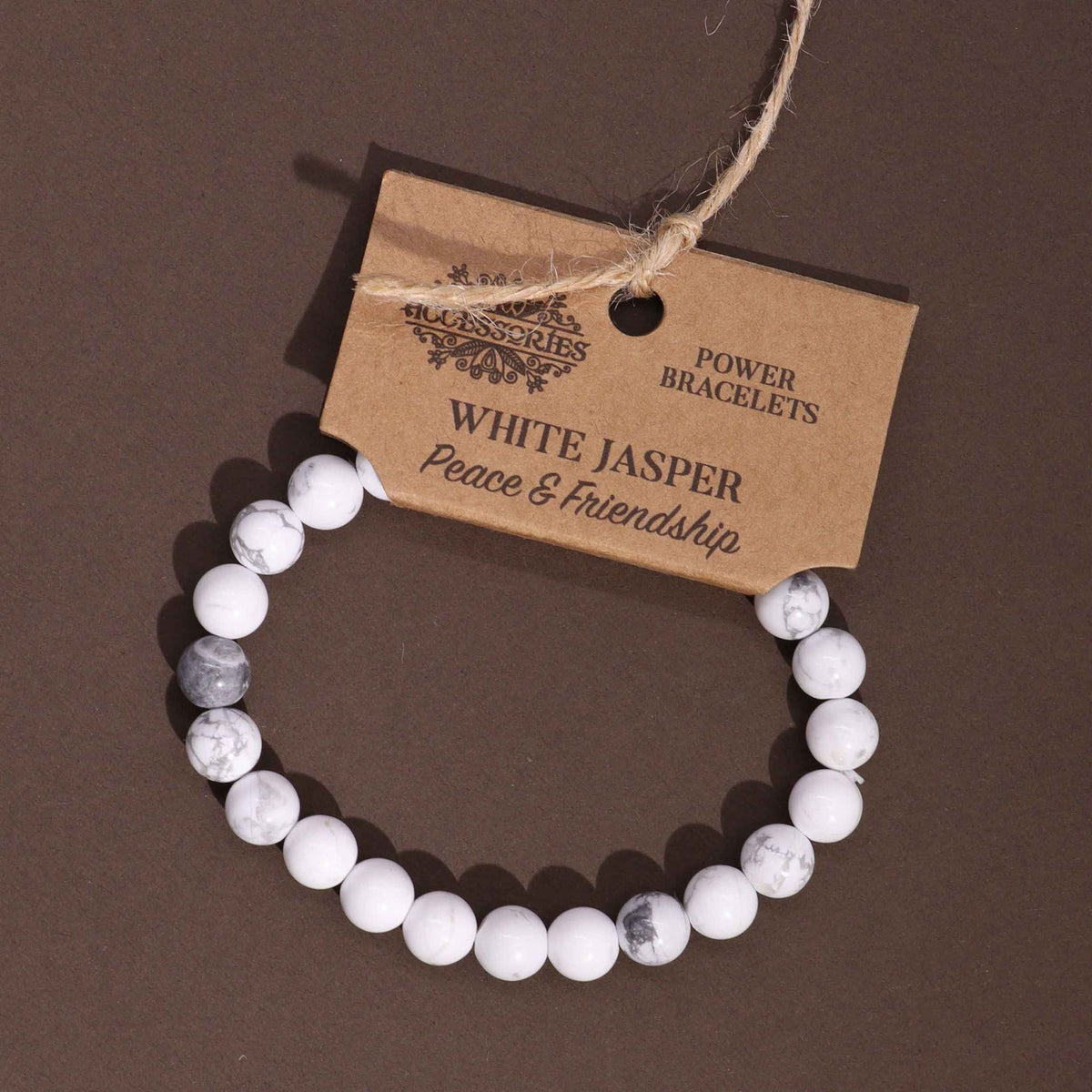 Pulsera de jaspe blanco · Cuentas de 8 mm