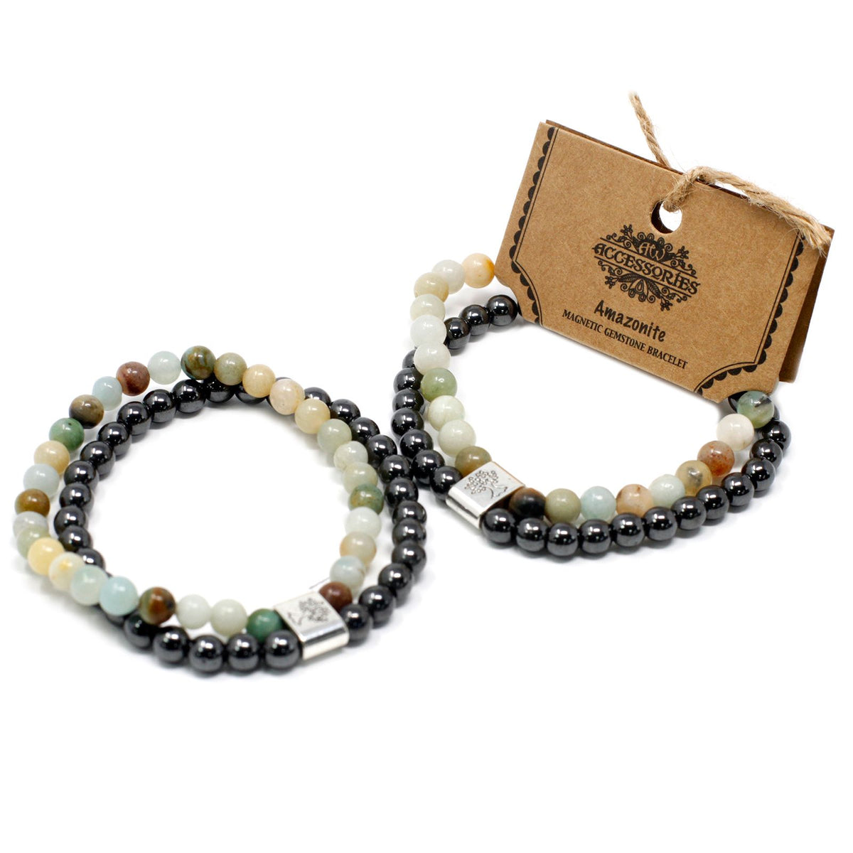 Pulsera de amazonita con cuentas magnéticas
