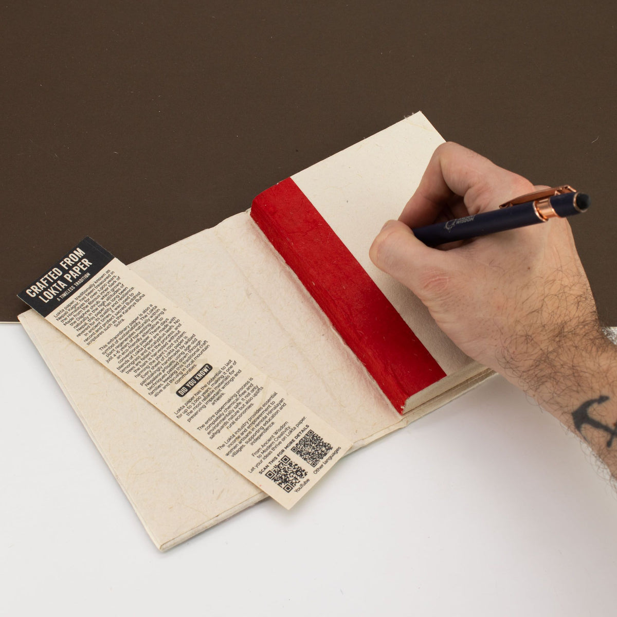 Cuaderno de papel lokta · Mini azulejos natural · 15 × 12 cm