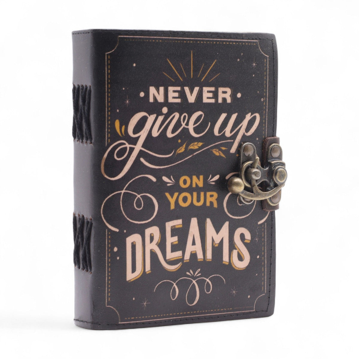 Cuaderno de cuero estampado · Persigue tus sueños
