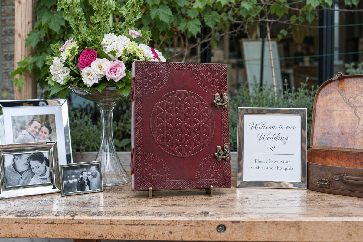 Cuaderno grande de cuero · Flor de la vida