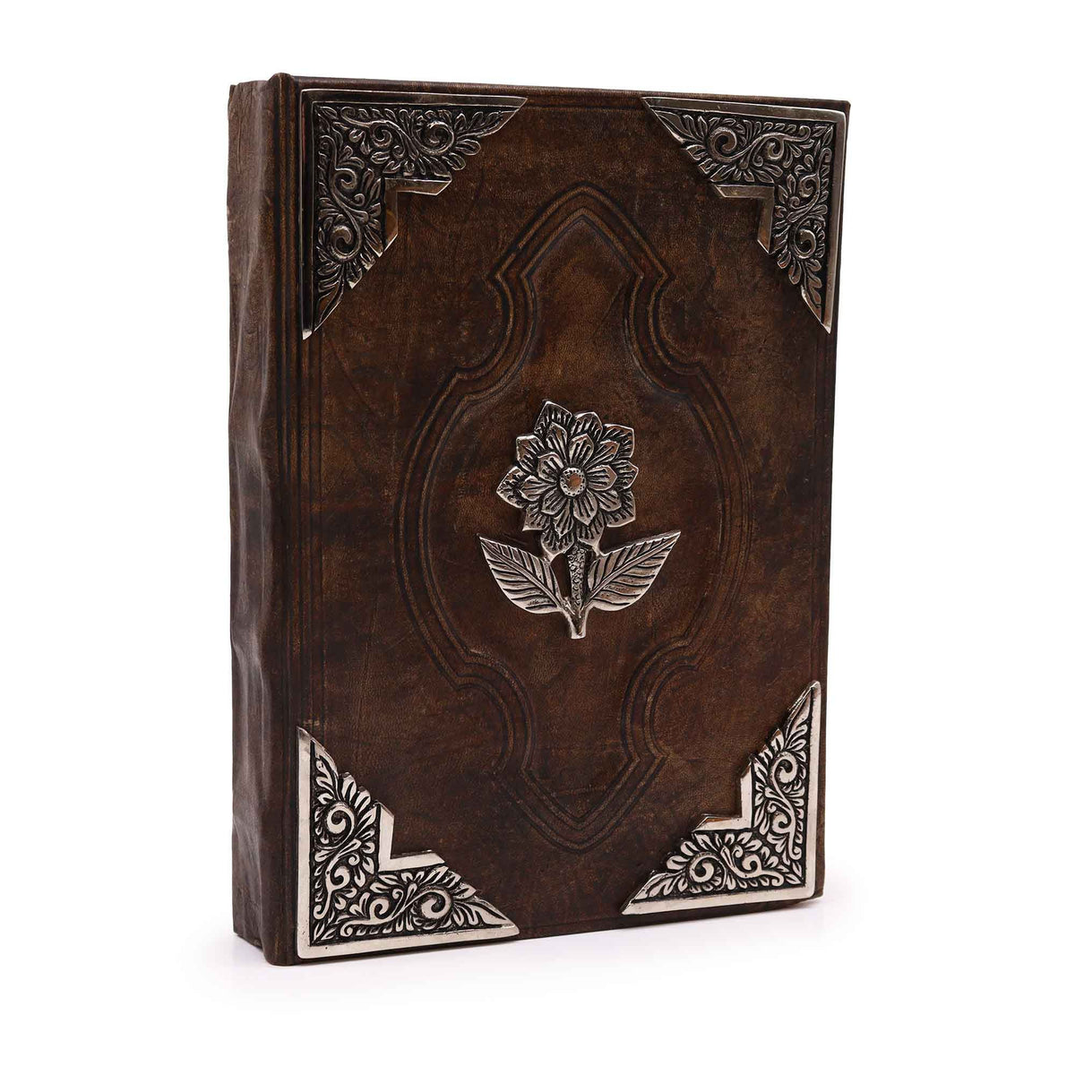 Cuaderno de cuero rojo · Rosas de zinc