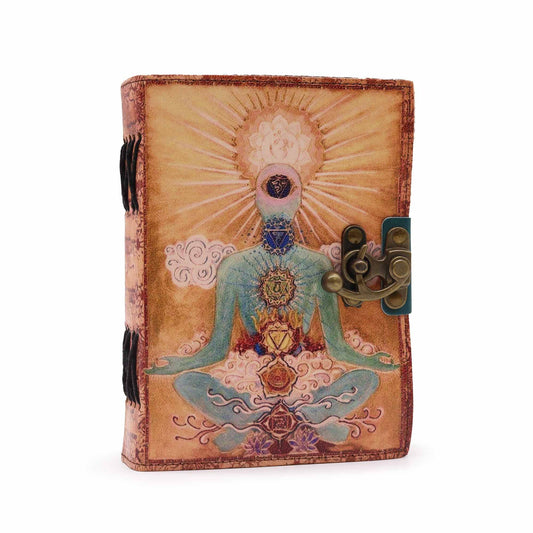 Cuaderno de cuero · Buda y 7 chakras