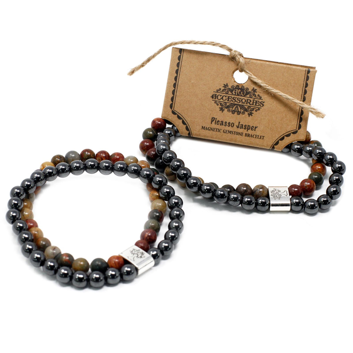Pulsera de jaspe picasso con cuentas magnéticas