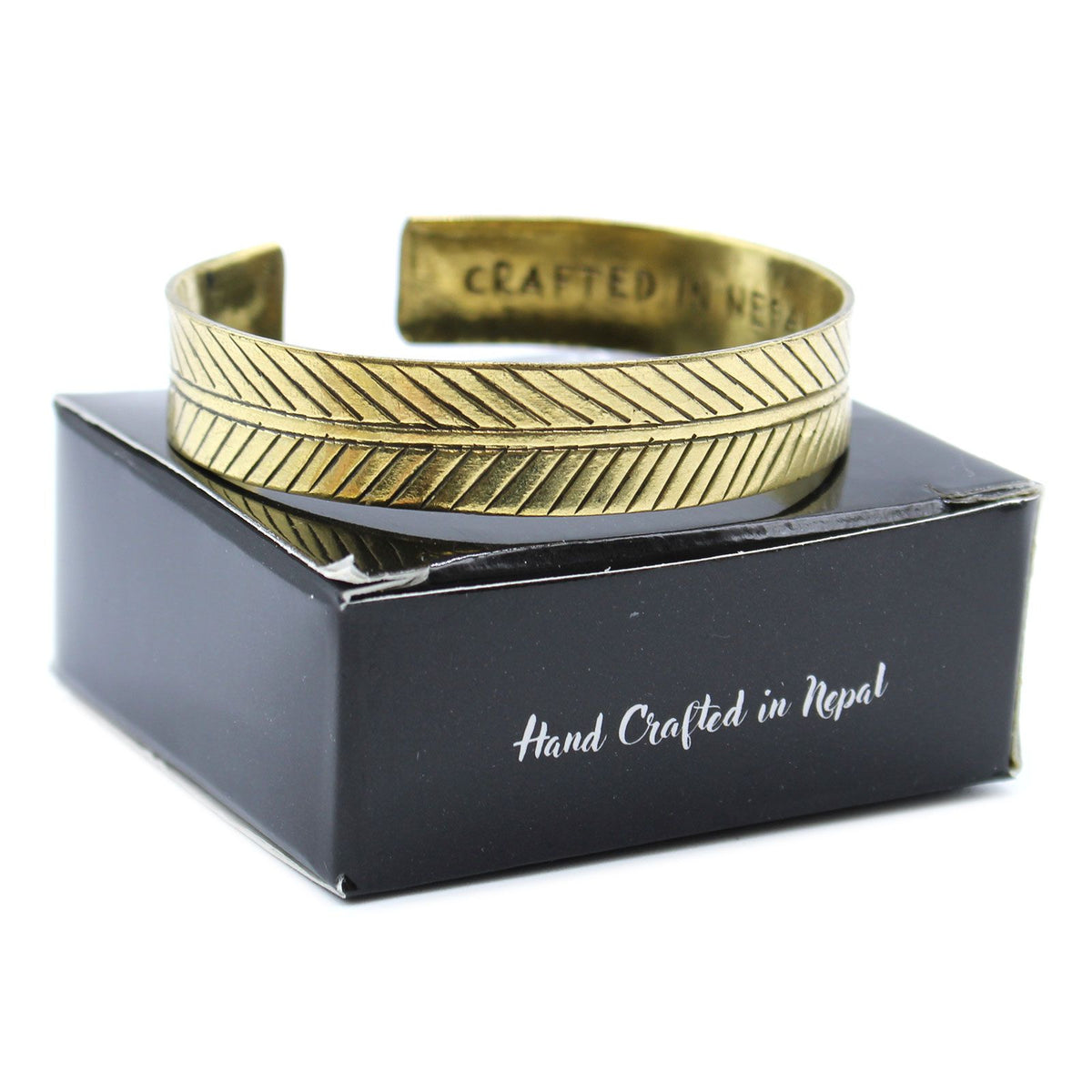Pulsera tibetana de latón · Hoja tribal ancha