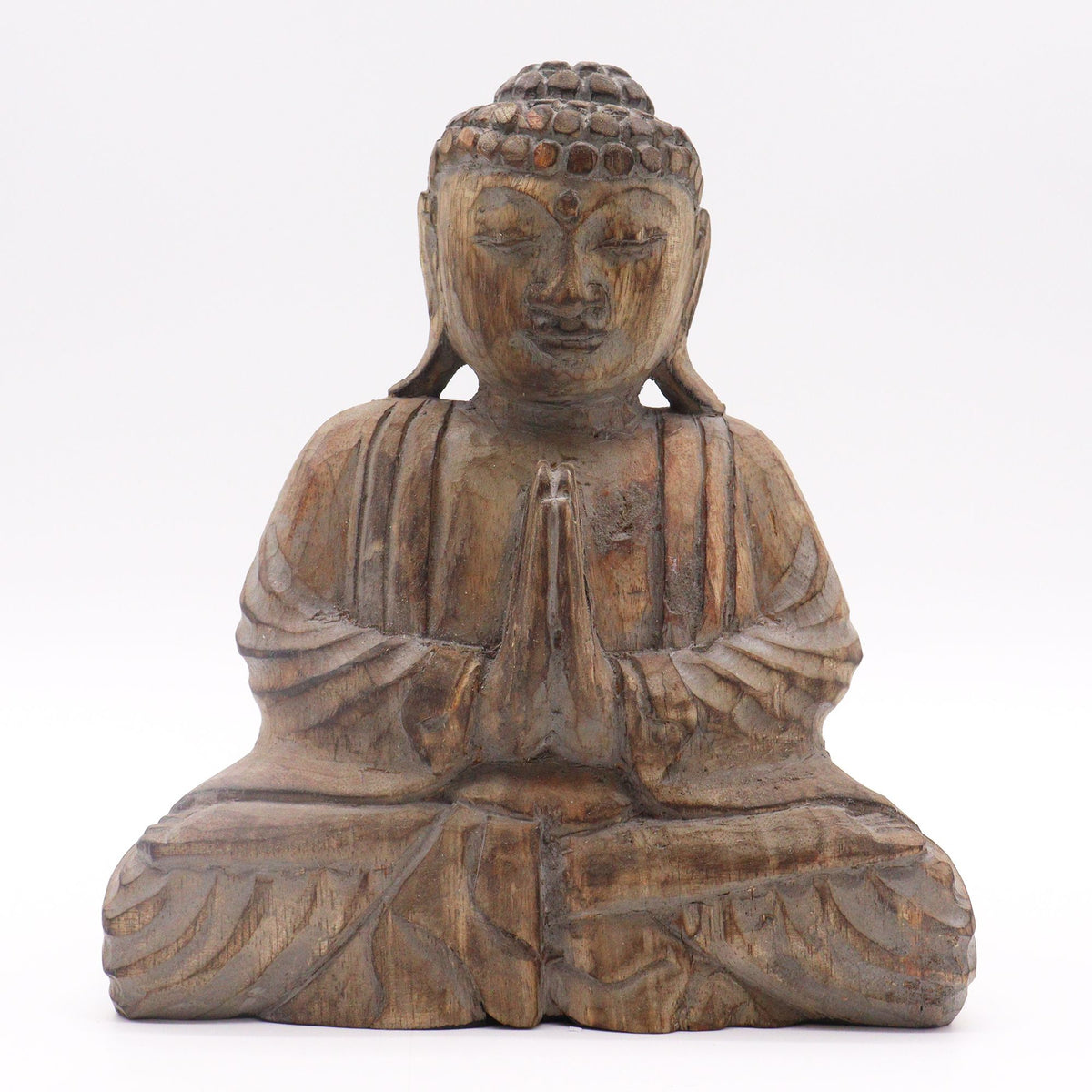 Buda decorativo de madera · Hamsa gris