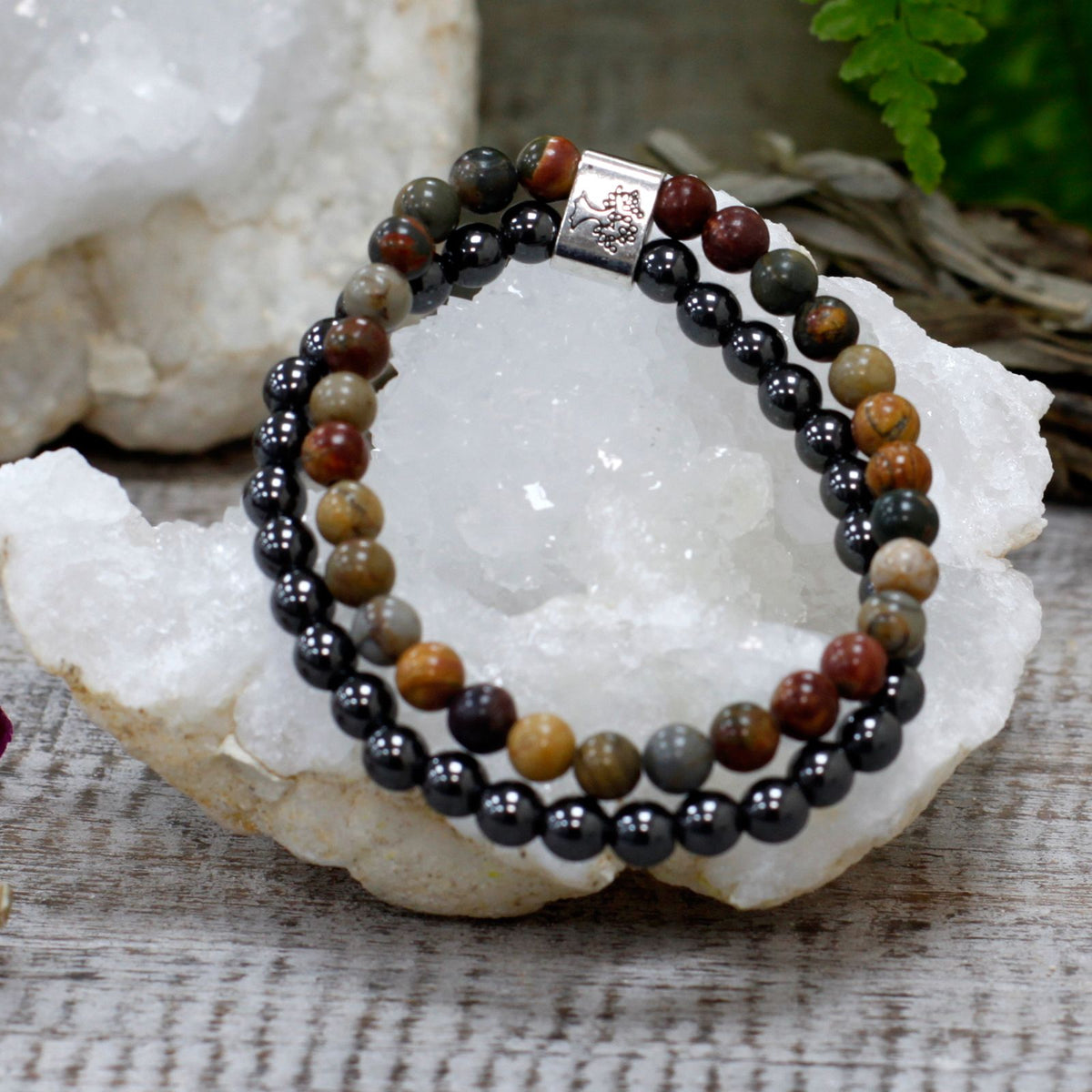 Pulsera de jaspe picasso con cuentas magnéticas