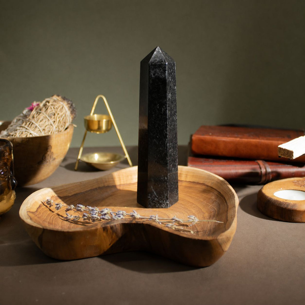 Punta obelisco de seis caras de gema aprox. 17 cm - Turmalina negra