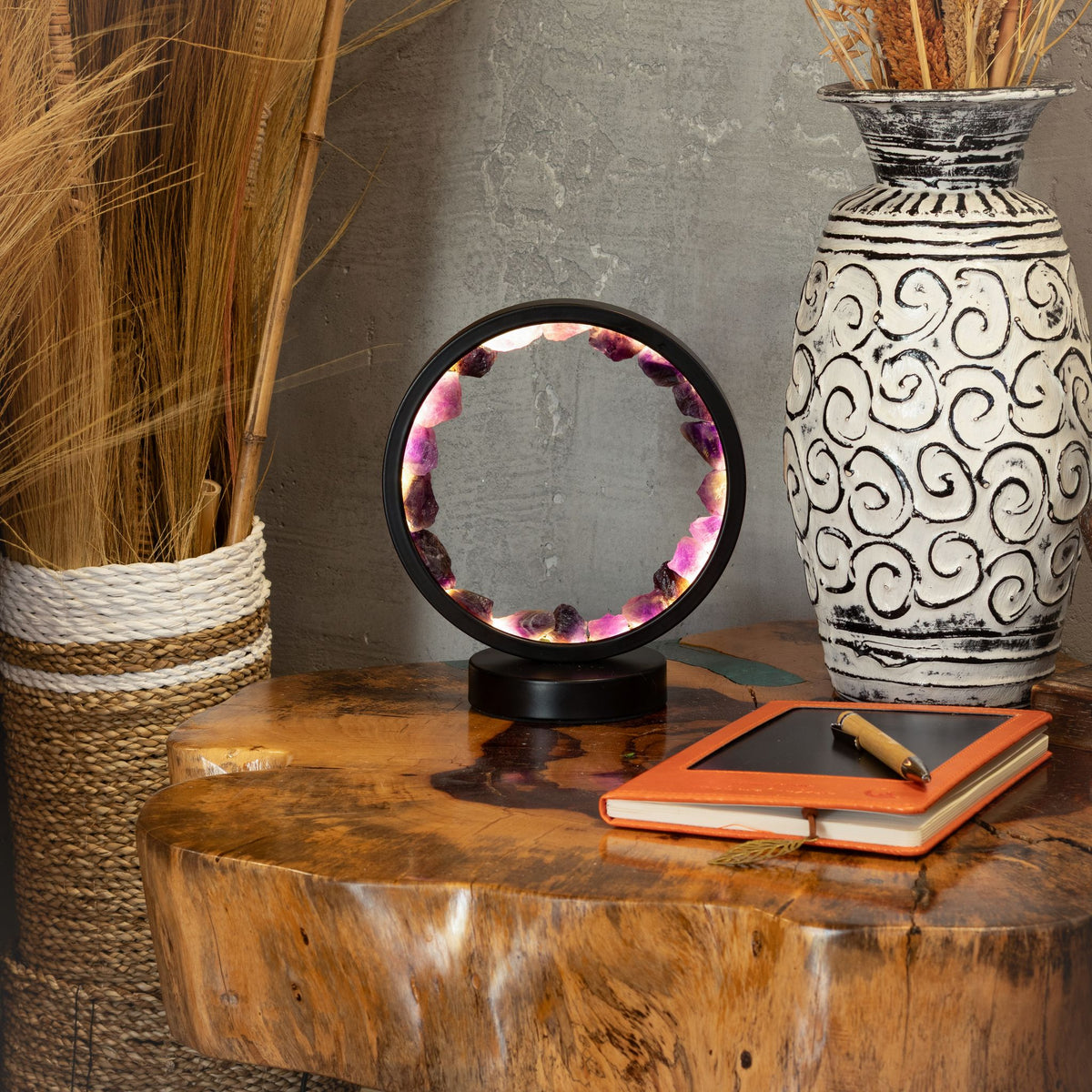 Lámpara con halo de gemas Espíritu Zen – Amatista