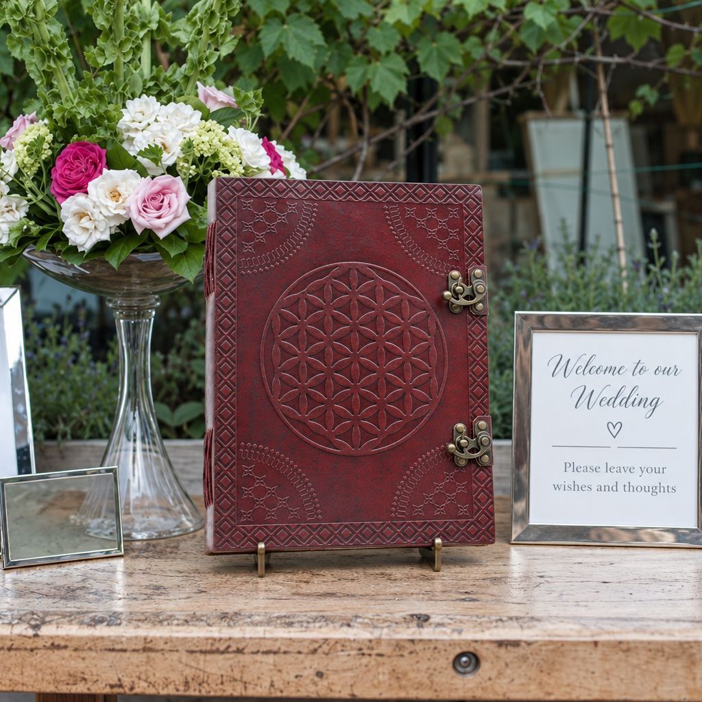 Cuaderno grande de cuero · Flor de la vida