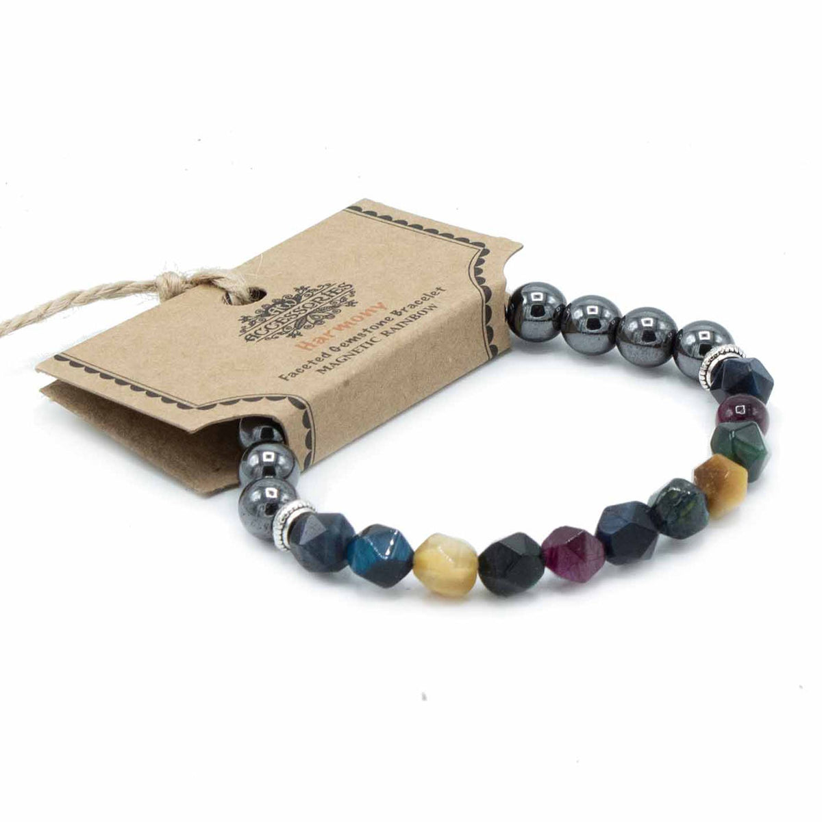 Pulsera arcoíris de piedras talladas