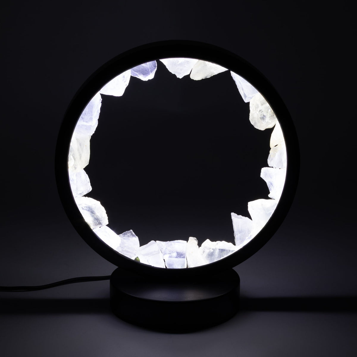 Lámpara con halo de gemas Mente Zen – Cuarzo transparente