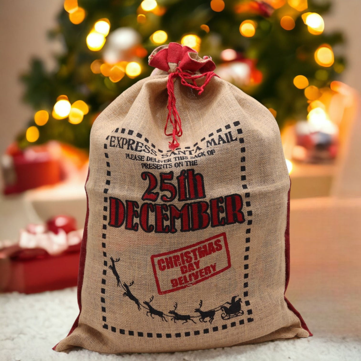 Saco de yute de Papá Noel · 25 de diciembre