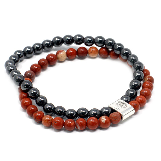 Pulsera de piedra roja con cuentas magnéticas