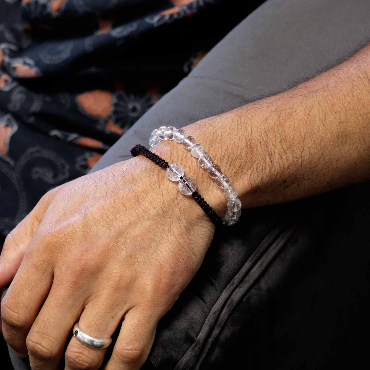 Pulsera doble de cuarzo cristal de roca