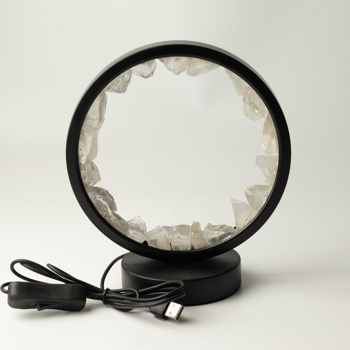 Lámpara con halo de gemas Mente Zen – Cuarzo transparente