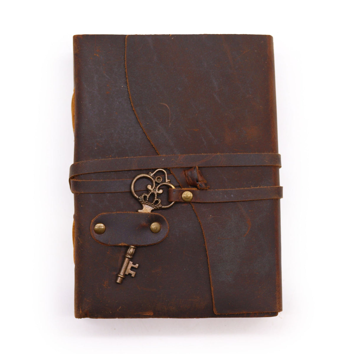 Cuaderno de cuero engrasado con llave