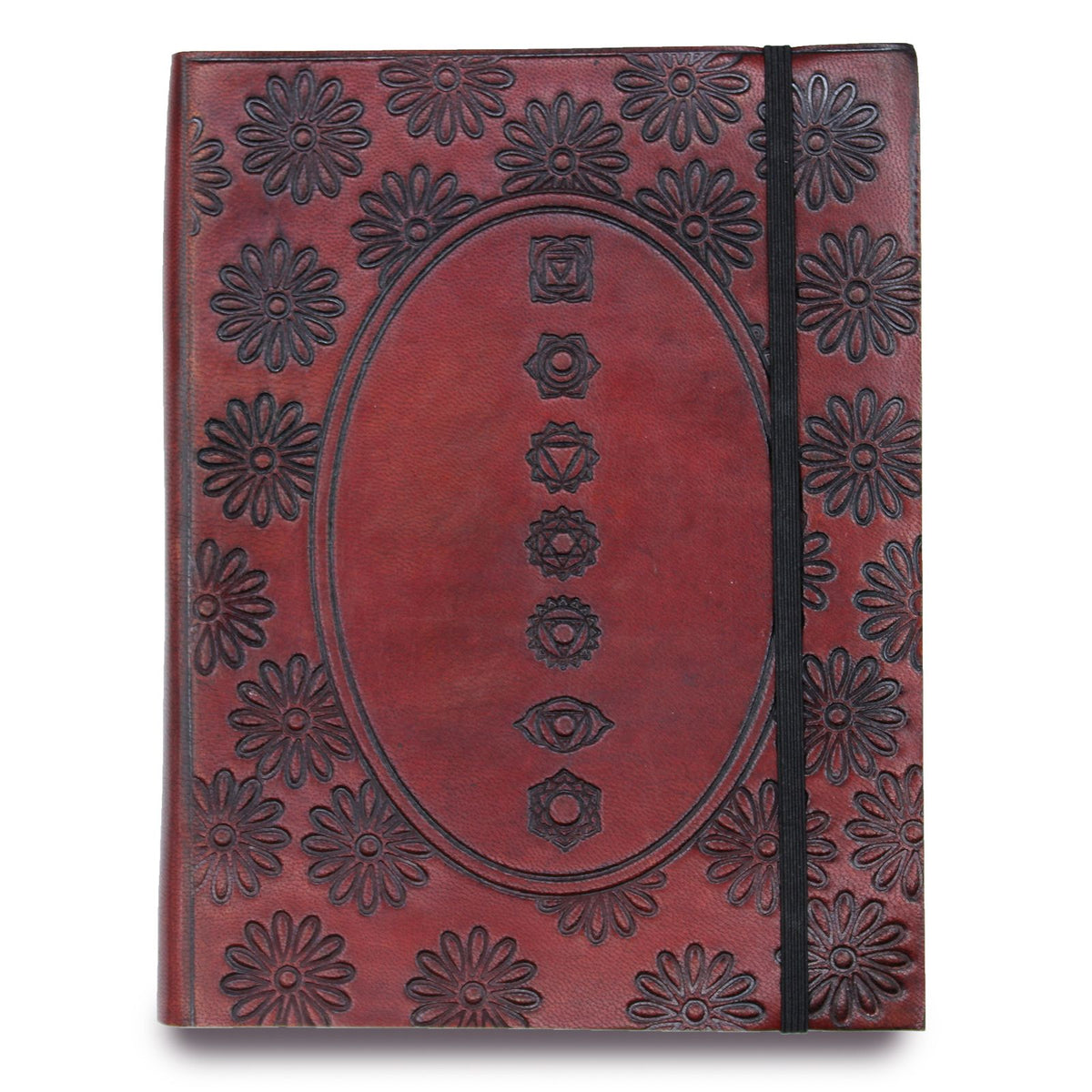 Cuaderno de cuero con cierre elástico · Mandala de los chakras