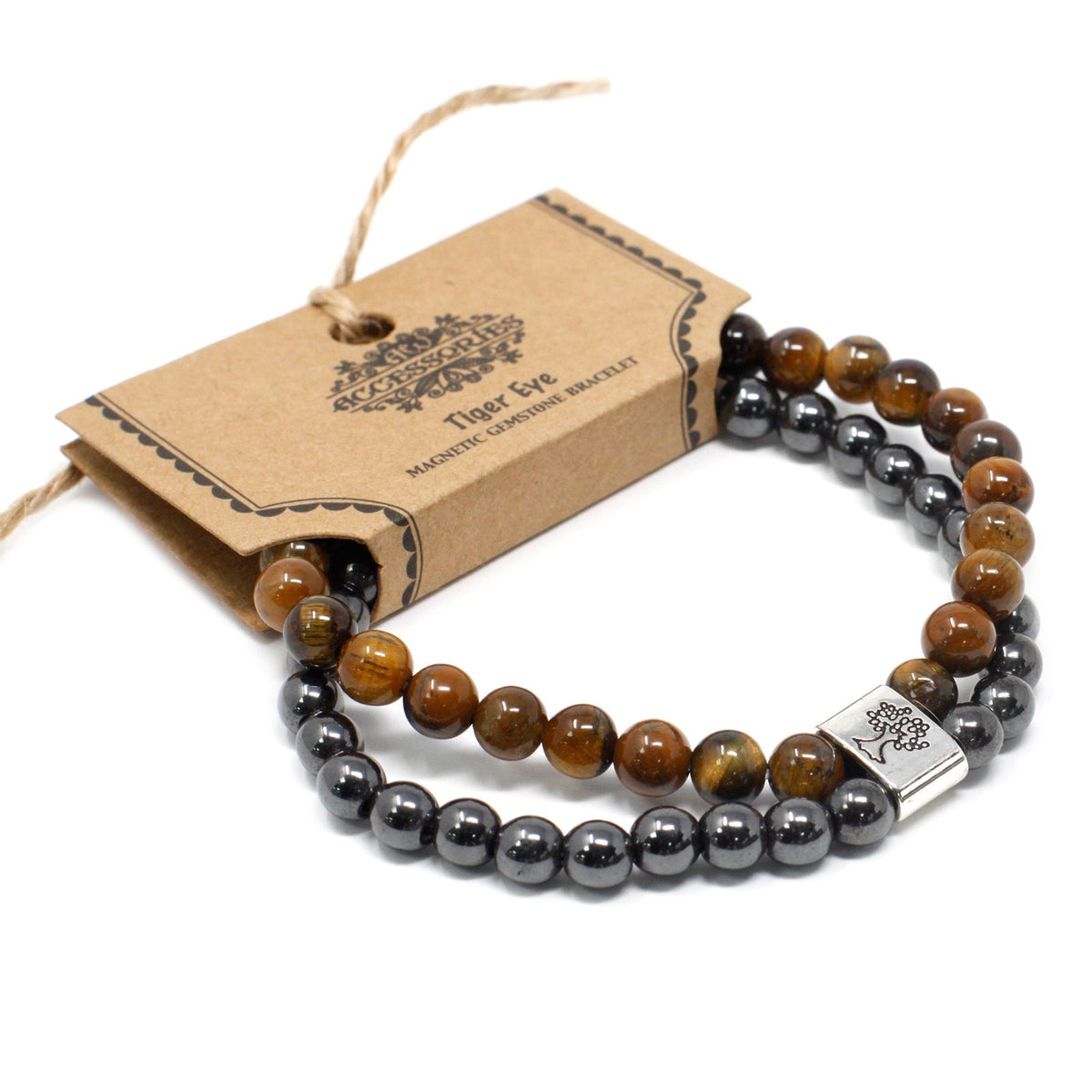 Pulsera de ojo de tigre con cuentas magnéticas