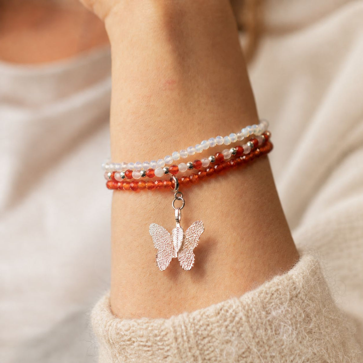 Set de 3 pulseras de piedras Espíritu de Ninfa · Luna de sangre