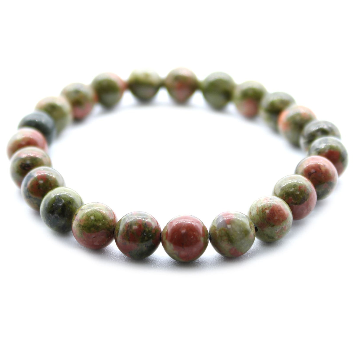 Pulsera de jaspe verde · Cuentas de 8 mm
