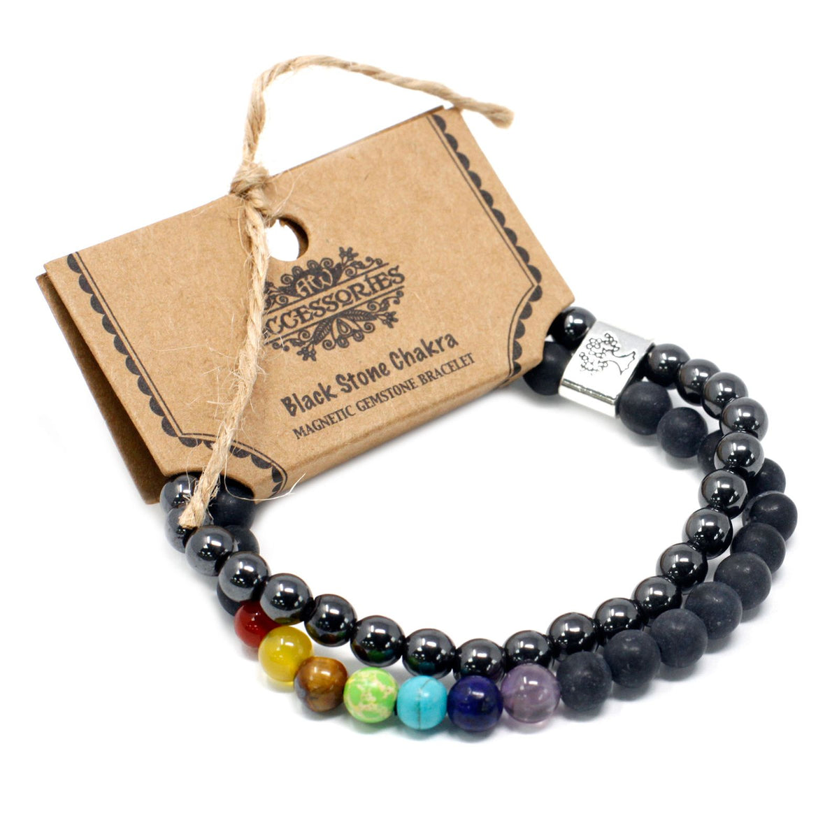 Pulsera de los chakras con piedra negra