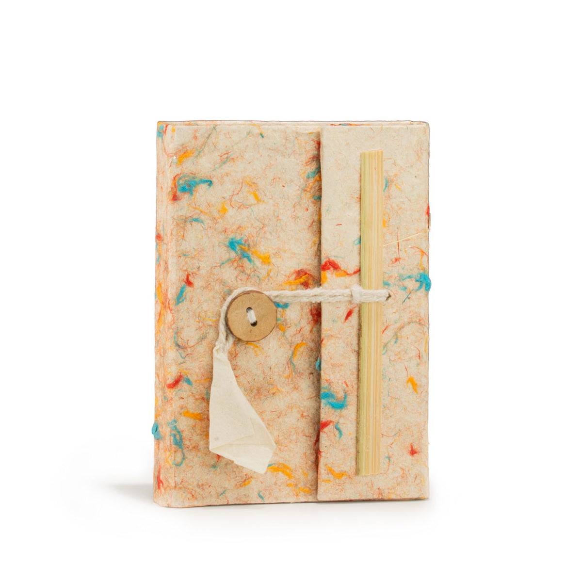Mini cuaderno de papel lokta y algodón · Colores variados · 12 × 8 cm