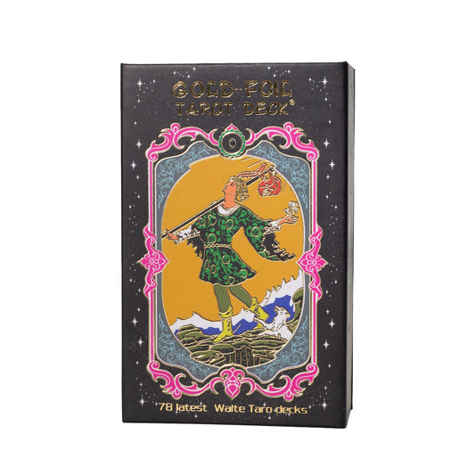 Tarot con lámina dorada y folleto