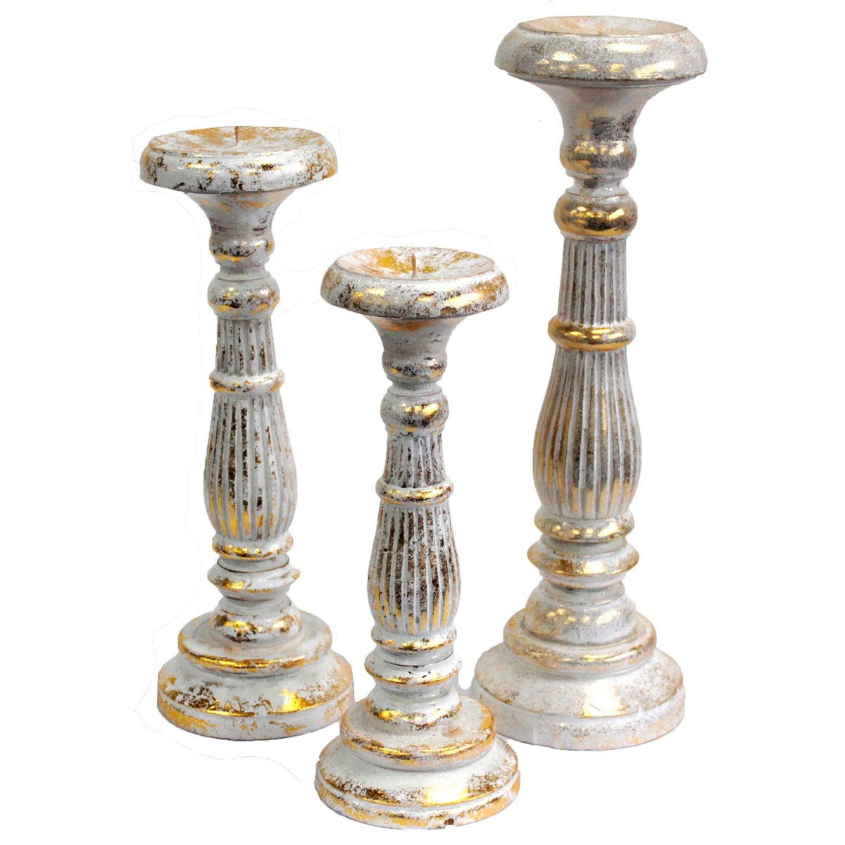 Portavelas de madera · Oro blanco · Mediano