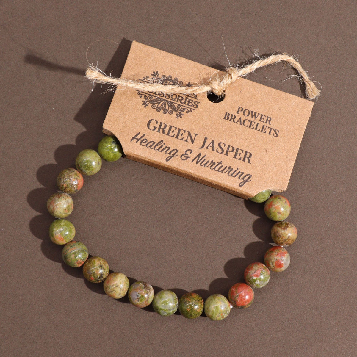 Pulsera de jaspe verde · Cuentas de 8 mm