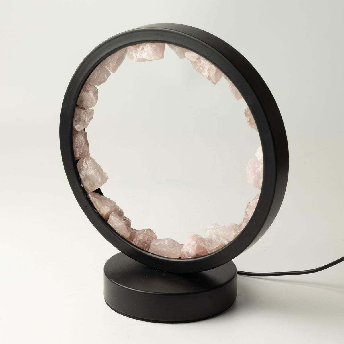 Lámpara con halo de gemas Cuerpo Zen – Cuarzo rosa