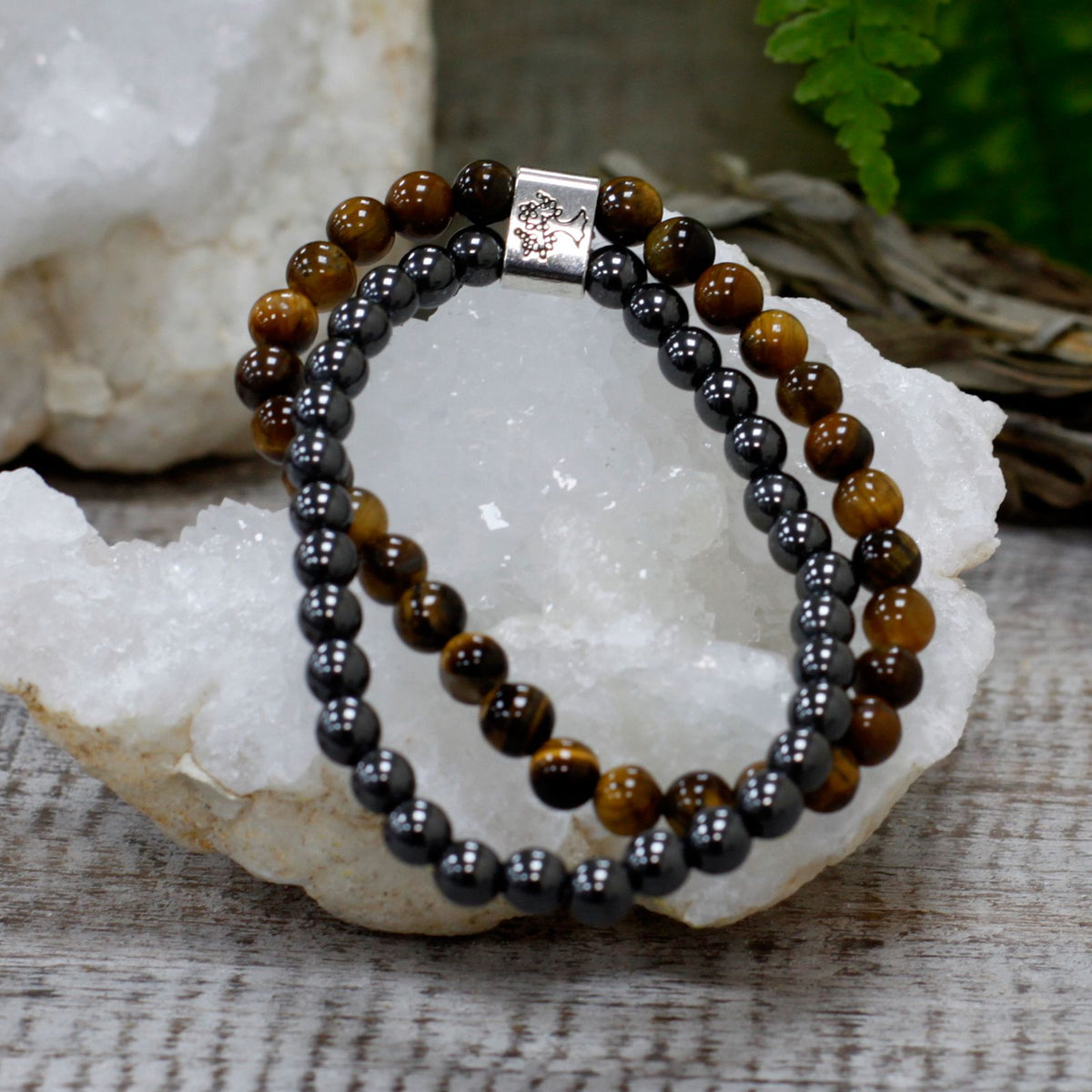 Pulsera de ojo de tigre con cuentas magnéticas