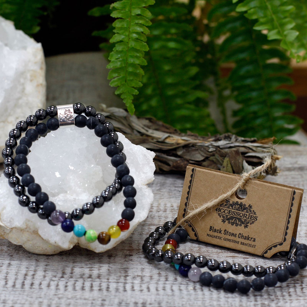 Pulsera de los chakras con piedra negra
