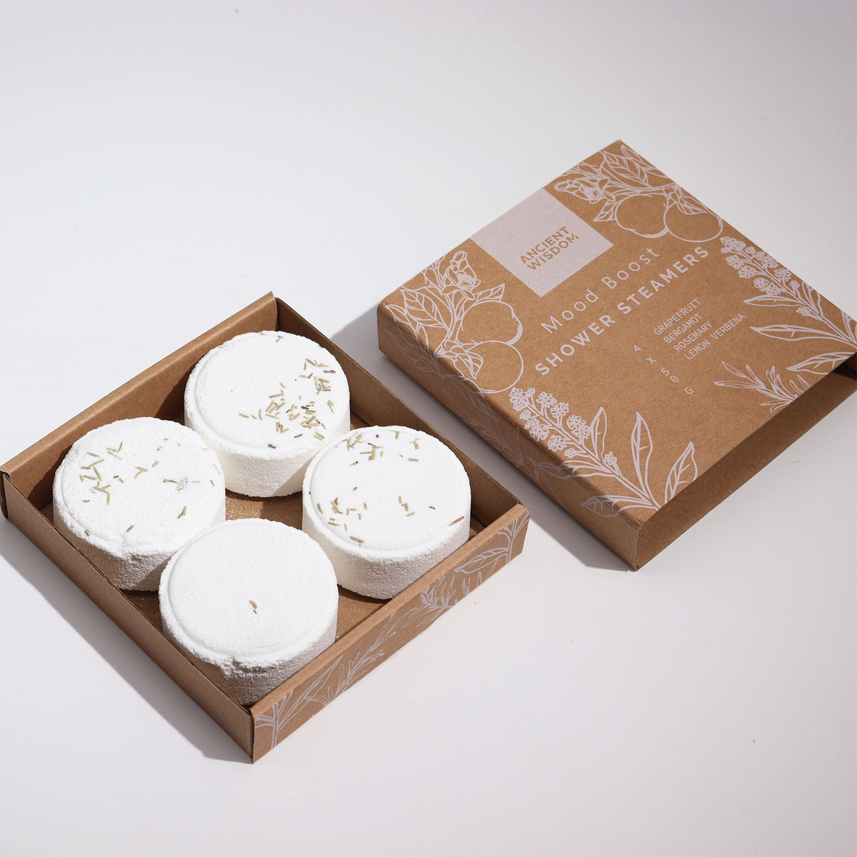 Pastillas de ducha aromáticas · Romero y pomelo · 4 unidades