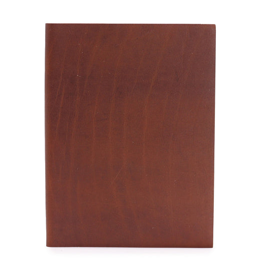 Cuaderno grande de cuero marrón oscuro · Páginas rayadas