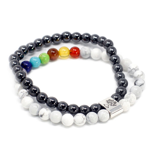 Pulsera de los chakras con howlita blanca