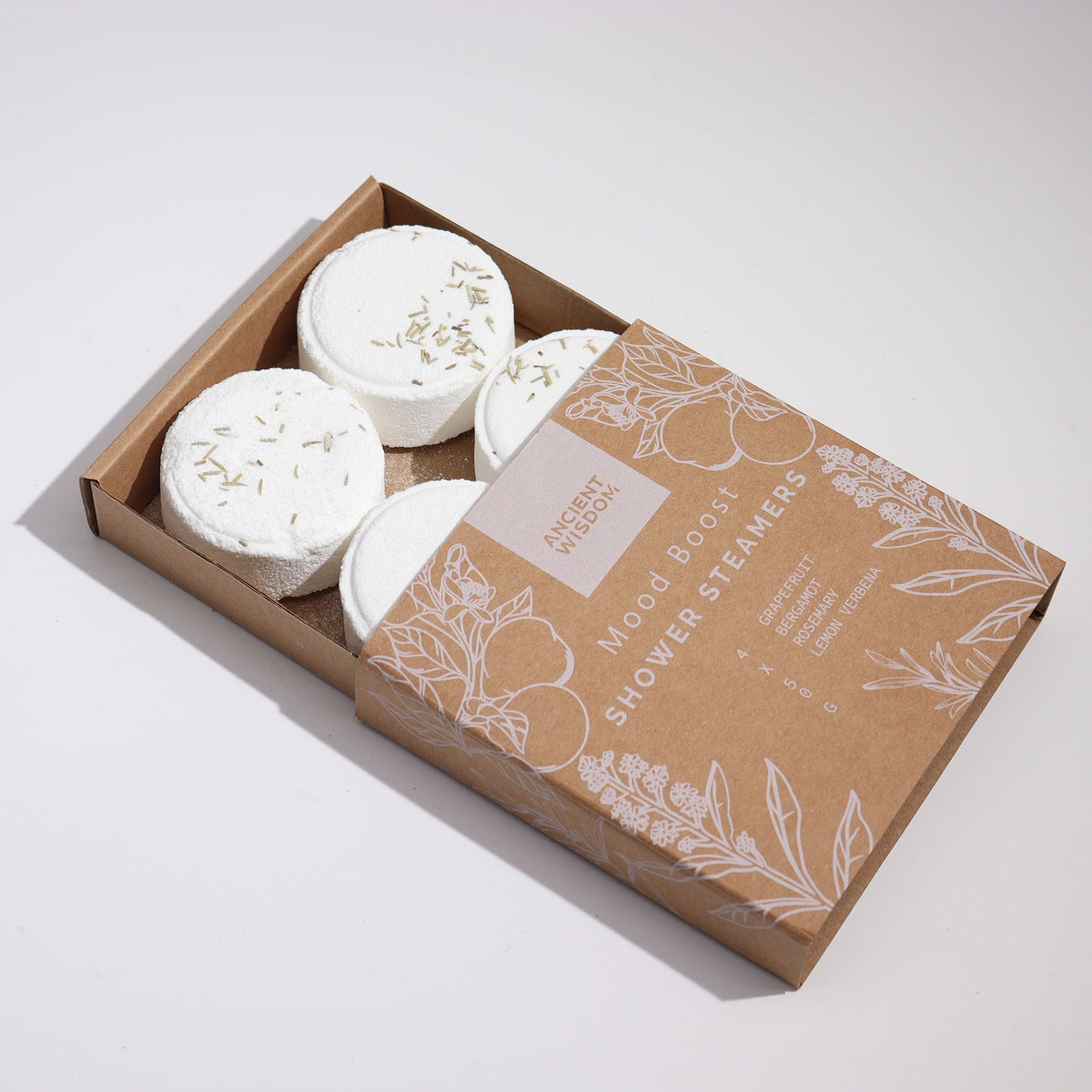 Pastillas de ducha aromáticas · Romero y pomelo · 4 unidades