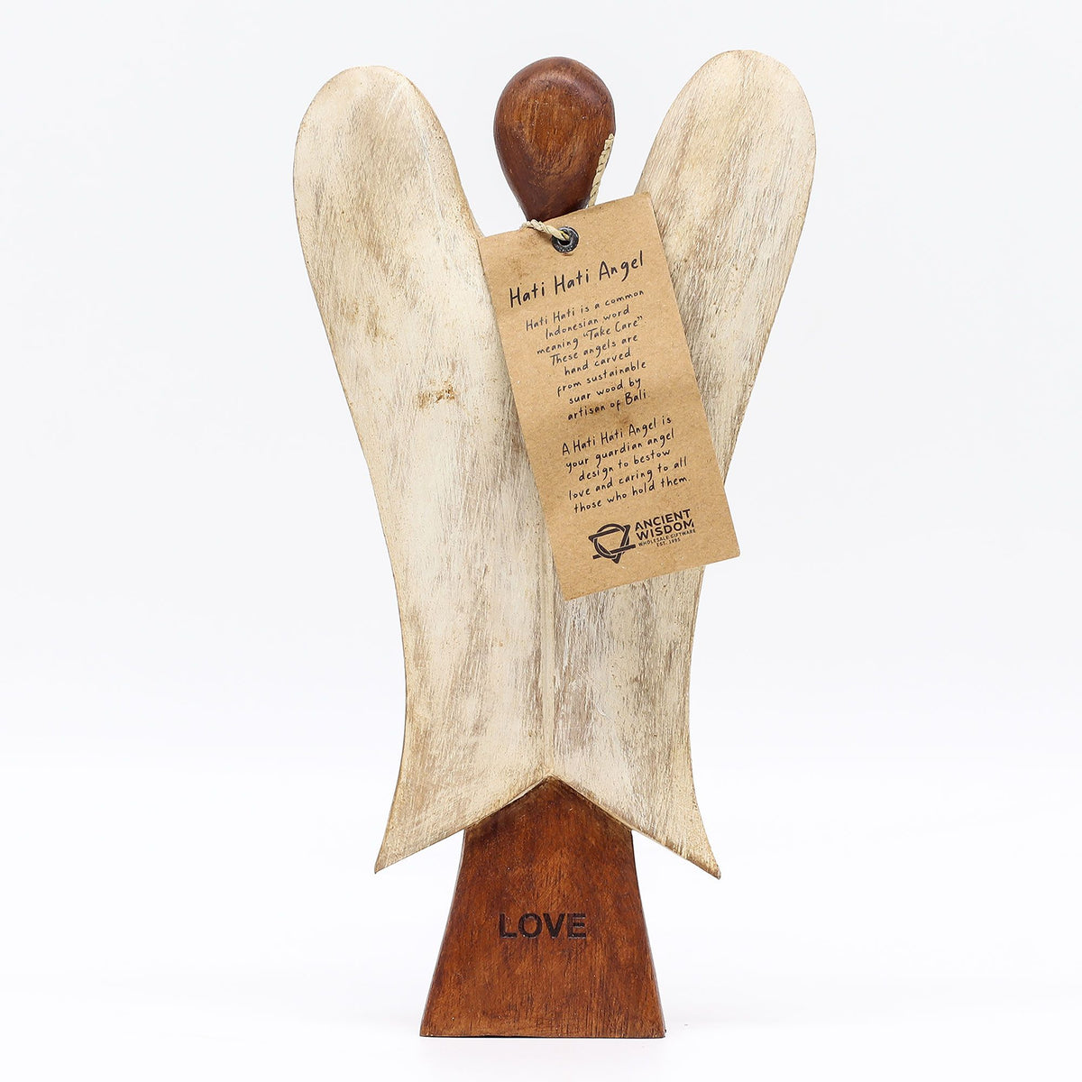 Ángel de madera de suar · Amor · 25 cm