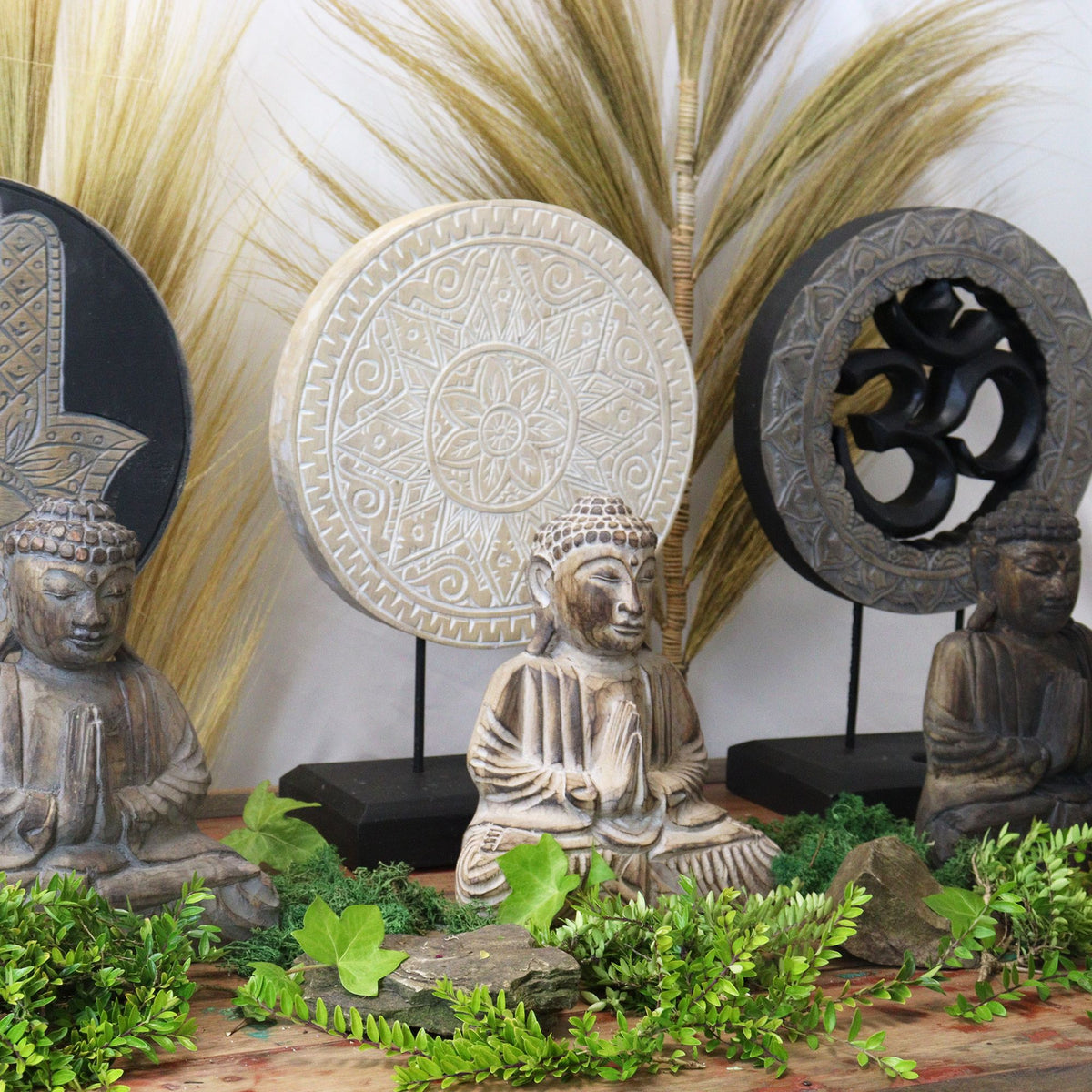 Buda decorativo de madera · Mandala clásico natural