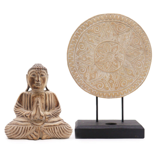 Buda decorativo de madera · Mandala clásico natural